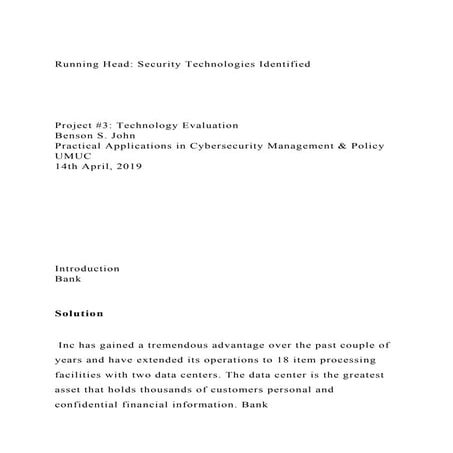 Running Head Security Technologies IdentifiedProject .docx