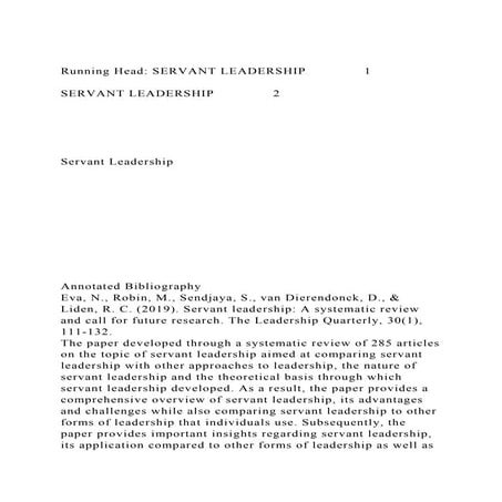 Running Head SERVANT LEADERSHIP1SERVANT LEADERSHIP2.docx