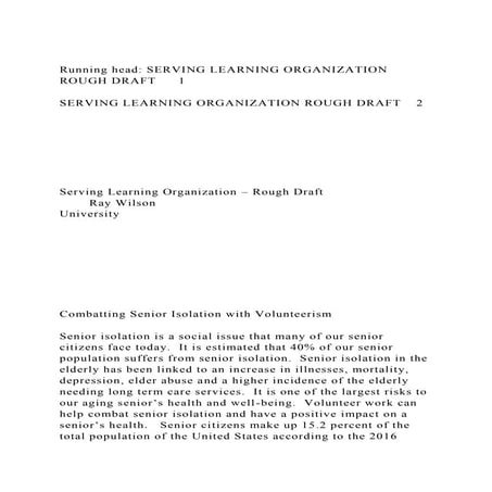 Running head SERVING LEARNING ORGANIZATION ROUGH DRAFT1SERVI.docx