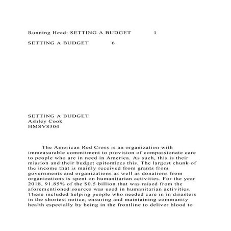Running Head SETTING A BUDGET1SETTING A BUDGET 6.docx