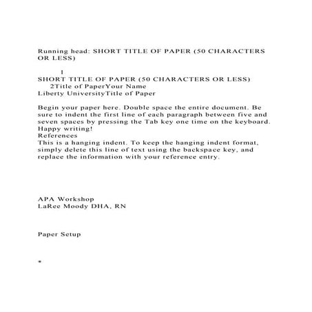 Running head SHORT TITLE OF PAPER (50 CHARACTERS OR LESS)        .docx