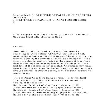 Running head SHORT TITLE OF PAPER (50 CHARACTERS OR LESS)1SHOR.docx