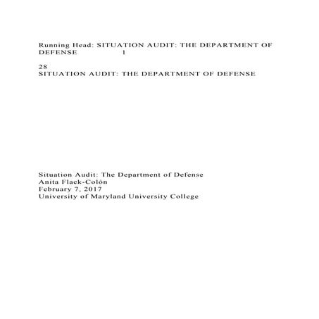 Running Head SITUATION AUDIT THE DEPARTMENT OF DEFENSE         .docx