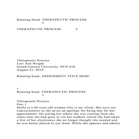 Running Head THERAPEUTIC PROCESS2THERAPEUTIC PROCESS.docx