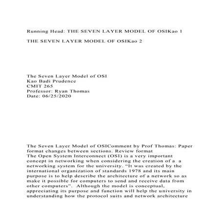 Running Head THE SEVEN LAYER MODEL OF OSIKao 1THE SEVEN LAYE.docx