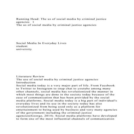 Running Head The us of social media by criminal justice agencies.docx