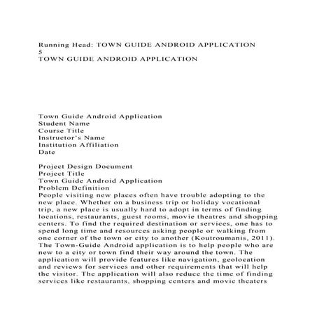 Running Head TOWN GUIDE ANDROID APPLICATION5TOWN GUIDE ANDROI.docx