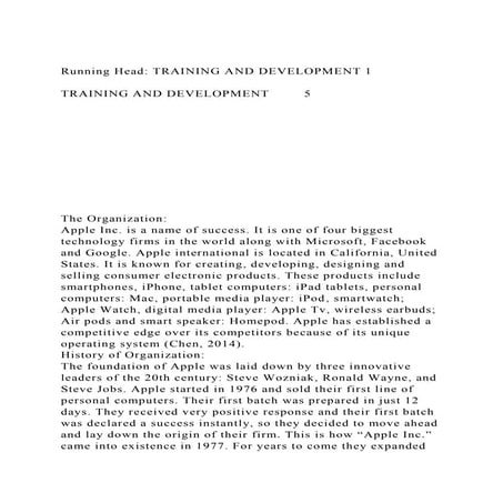 Running Head TRAINING AND DEVELOPMENT1TRAINING AND DEVELOPME.docx