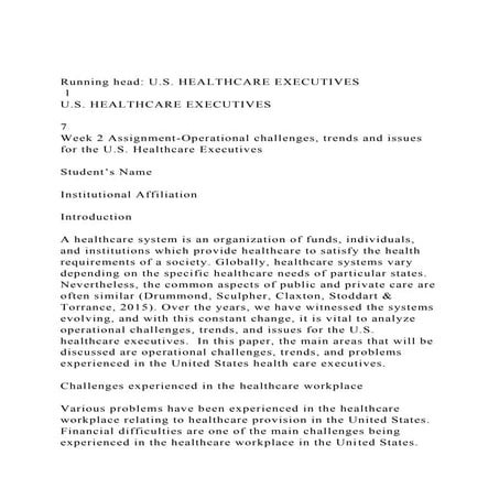 Running head U.S. HEALTHCARE EXECUTIVES 1U.S. HEALTHCARE EX.docx