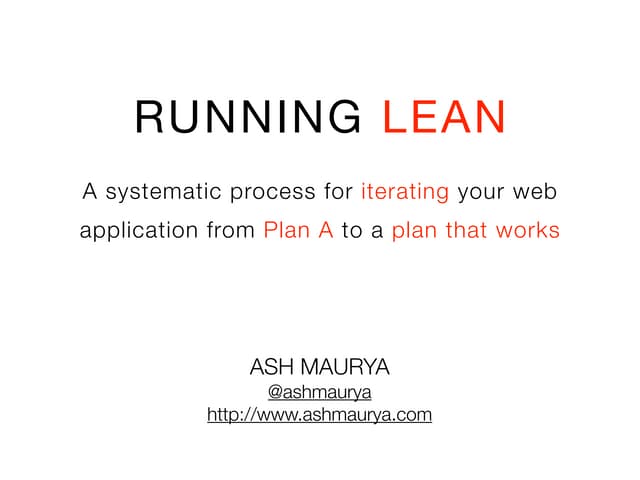Running lean - YearOneLabs, Montreal