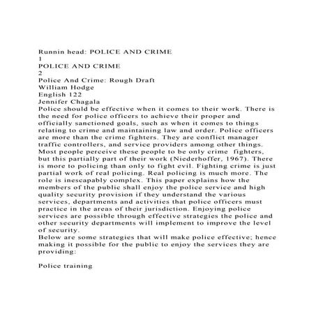 Runnin head POLICE AND CRIME                                   .docx