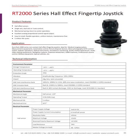 RunnTech RT2000 series hall effect joystick