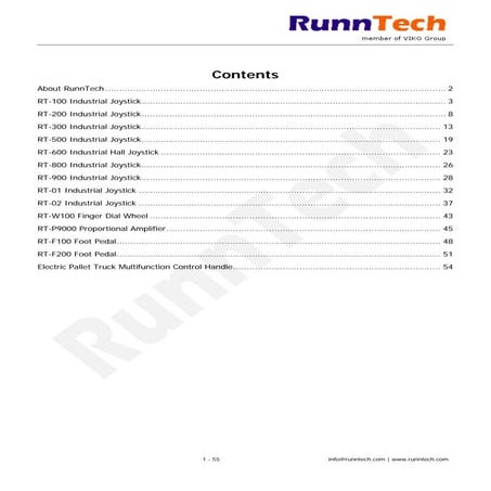 RunnTech Joystick Catalogue