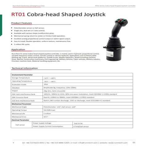 RunnTech RT01 Cobra-head Shaped Joystick Controller