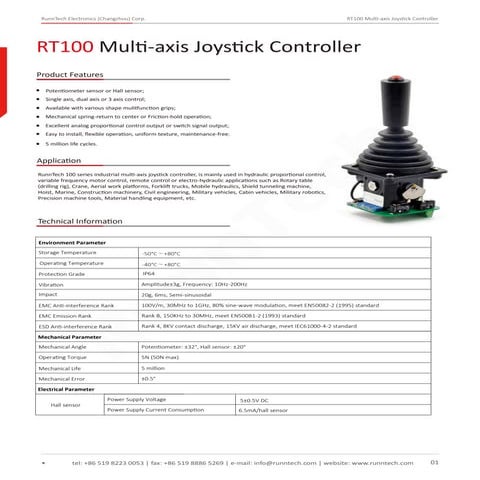 RunnTech RT100 Multi-axis Joystick Controller