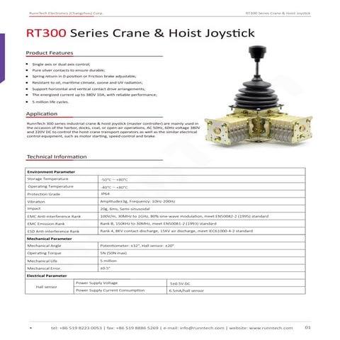 RunnTech RT300 Crane & Hoist Joystick Controller
