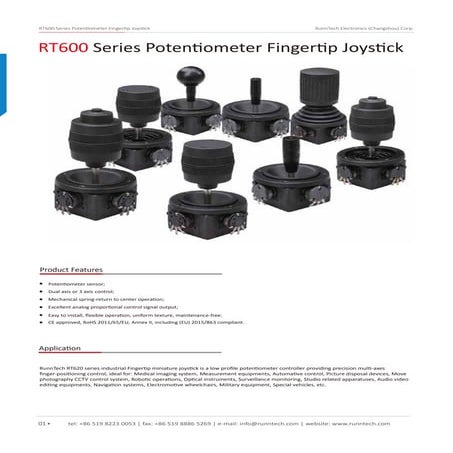 Runn tech rt620 series potentiometer fingertip joystick