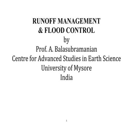 Runoff management and Flood Control