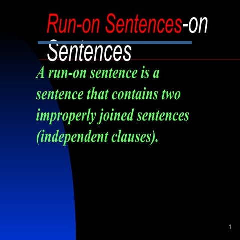Run on Sentences for middle and high school students