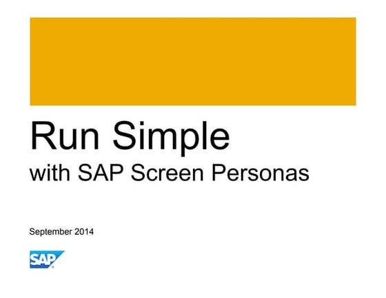 Run simple with sap screen personas