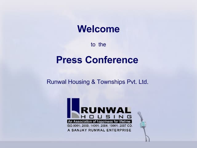 Runwal Press Conference 17 Sep 08