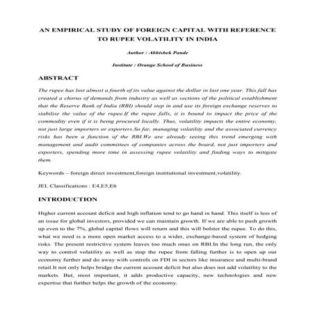 Impact of Exchange rate volatility on FDI in Pakistan | PDF