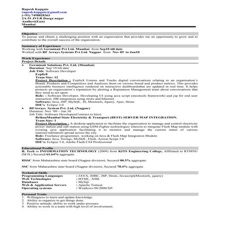 Rupesh BE 2.5year_exp Resume | PDF