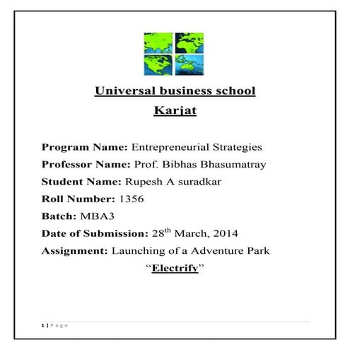 Business plan of Entertainment park