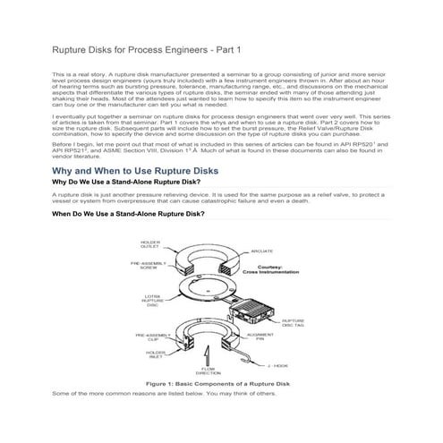 Rupture Disks for Process Engineers