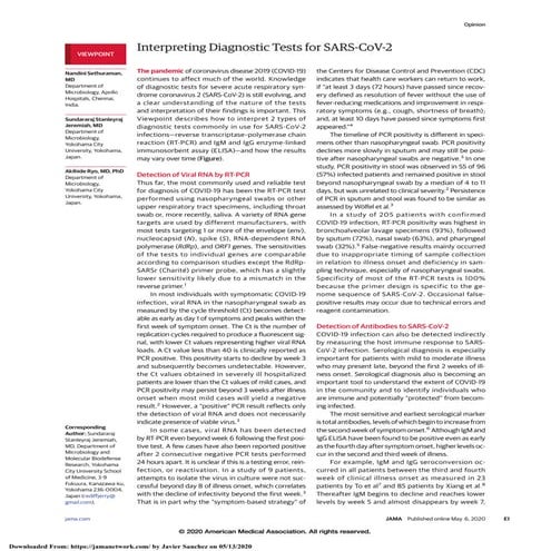 Dx covid jama_sethuraman_2020_vp_200101 Dr. Freddy Flores Malpartida