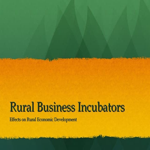 Rural Business Incubators - Effects on Rural Economic Development