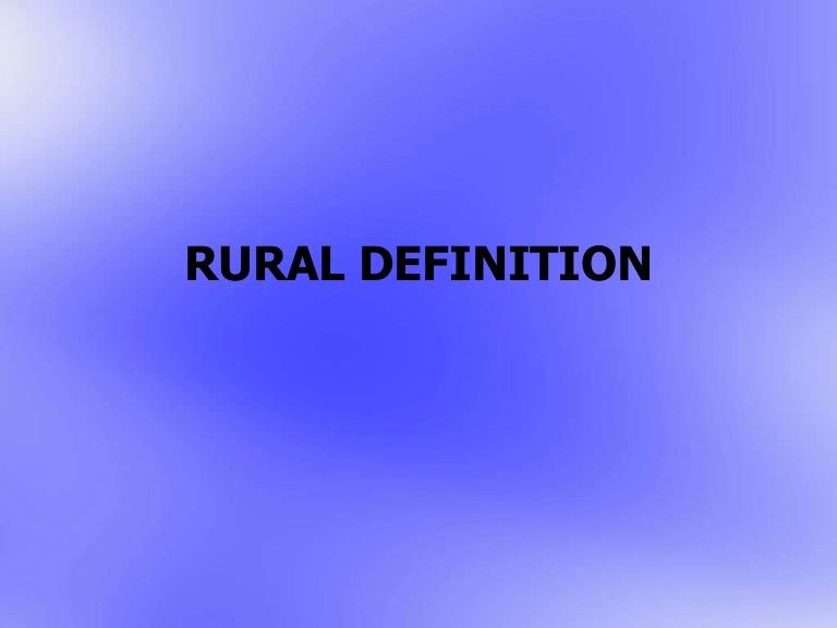 Rural definition