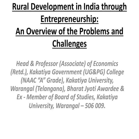 Rural development in india through entrepreneurship