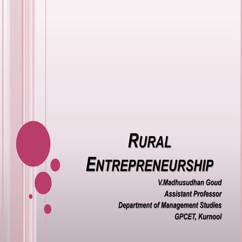 Rural entrepreneurship
