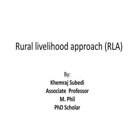 Rural Livelihood Approach