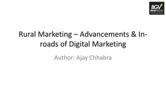Rural marketing – Advancements in digital marketing - 2016