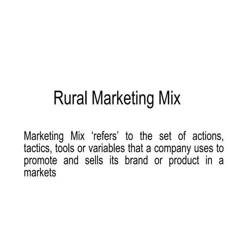 Rural Marketing Mix