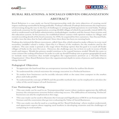 Rural Relations: A Socially-Driven Organization