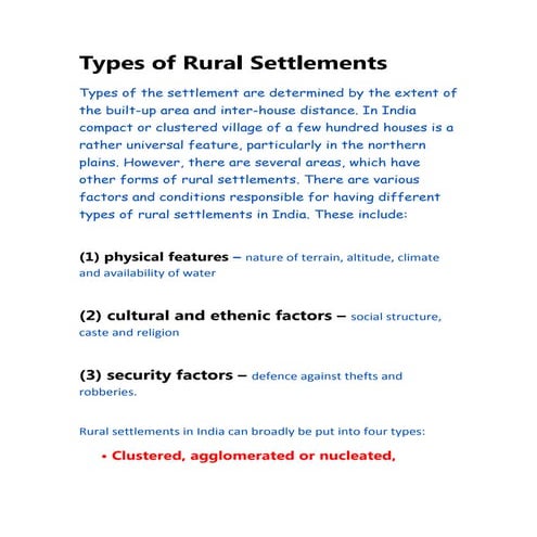 Rural settlement types