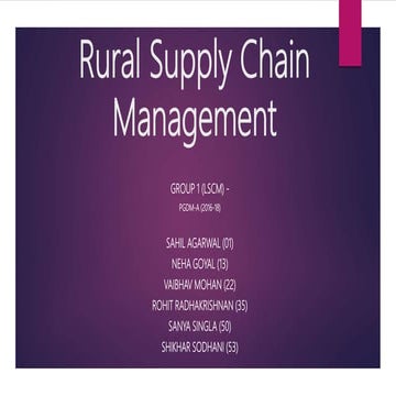 Rural supply chain management