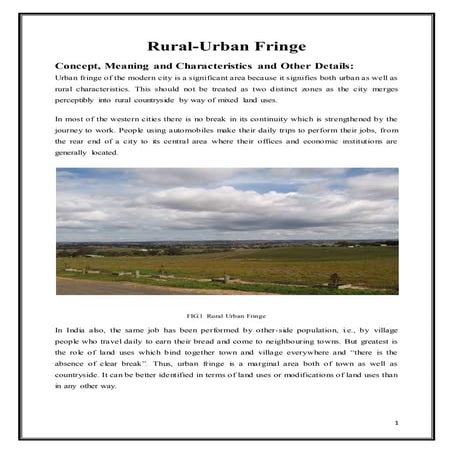Rural urban fringe | Domestic Development 