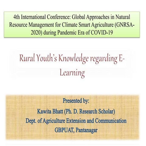 Rural youth's knowledge regarding e learning
