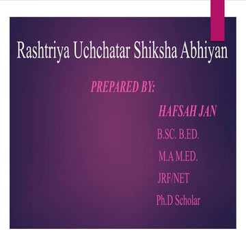 Rashtriya Uchchatar Shiksha Abiyan (RUSA)
