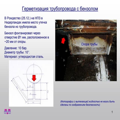 МультиМеталл. Герметизация трубопровода с бензолом. | PPT