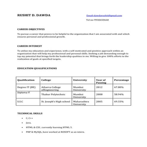 Rushit resume