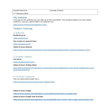 Russell stannard training in brazil