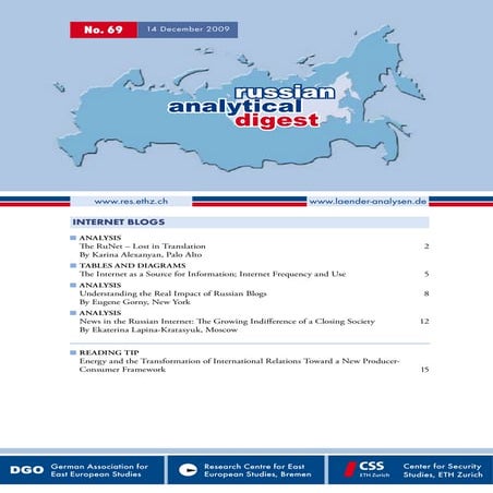 Russian Analytical Digest 69 - Blogging and Russian Politics