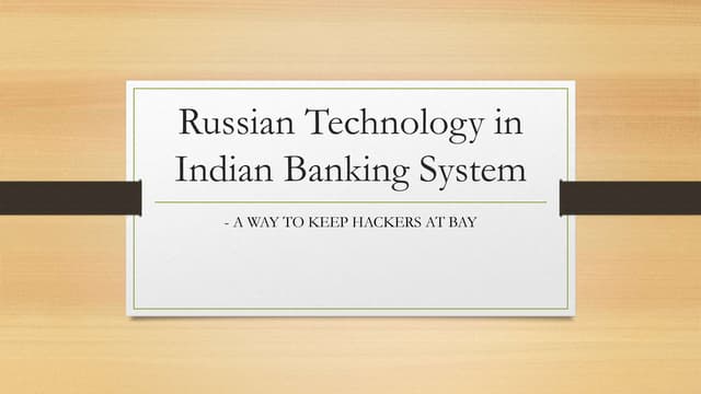 Russian technology in indian banking system 1