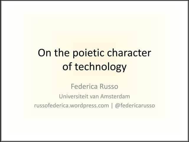 Poietic character of technology
