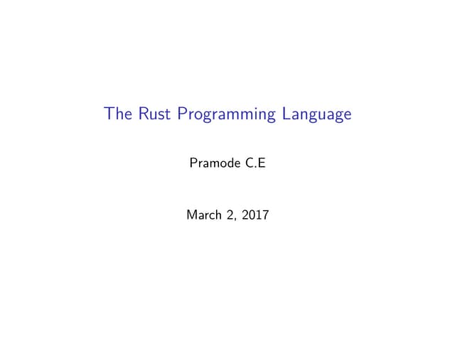 Rust Workshop - NITC FOSSMEET 2017 